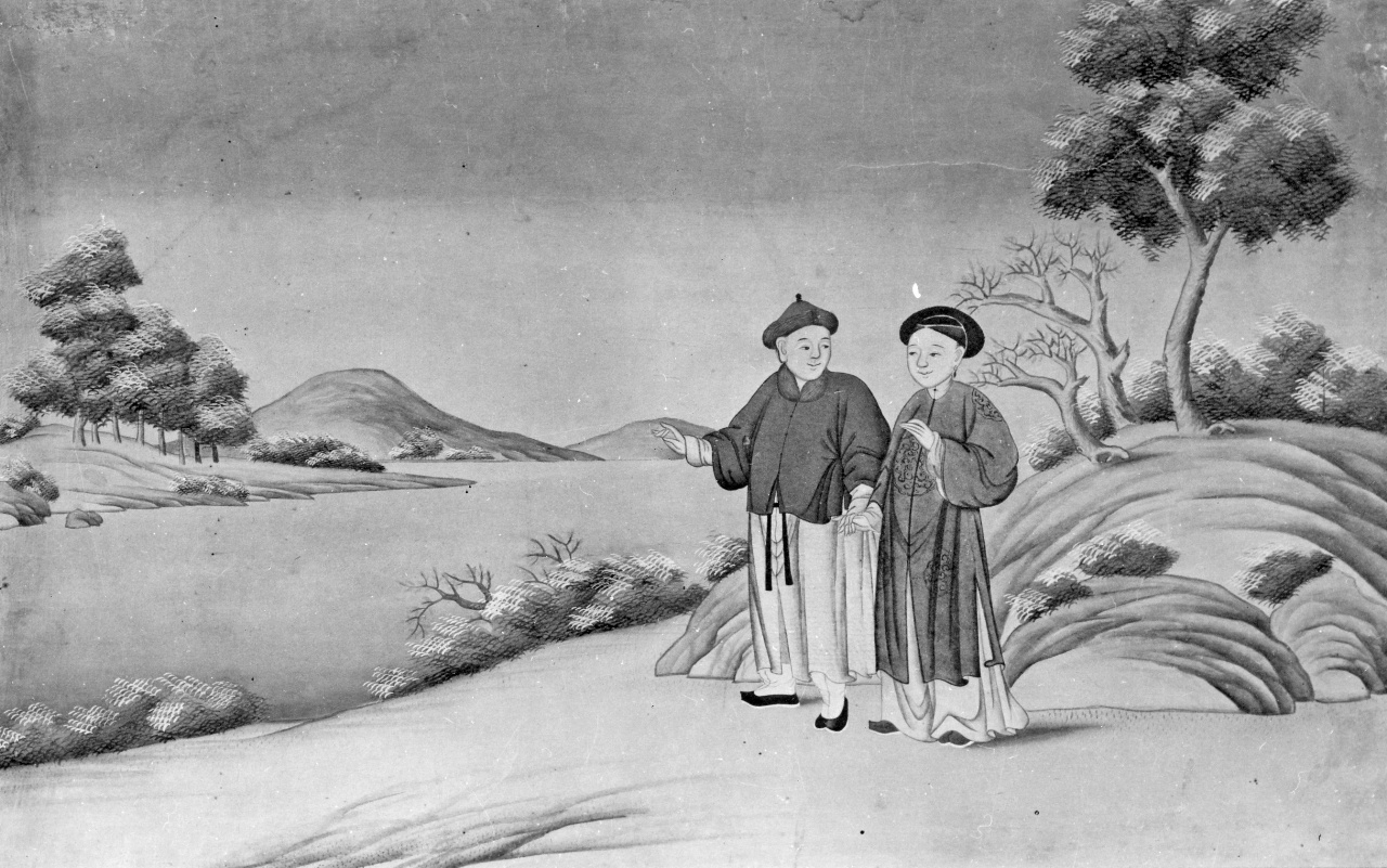 scena arcadica (dipinto) - ambito cinese (sec. XVIII)