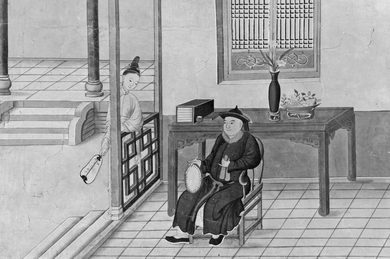 scena arcadica (dipinto) - ambito cinese (sec. XVIII)