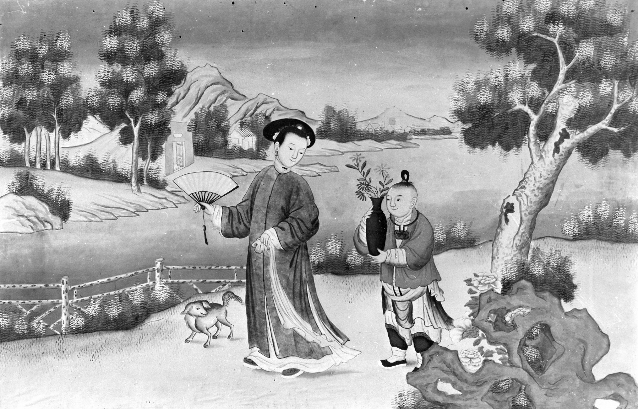 scena arcadica (dipinto) - ambito cinese (sec. XVIII)