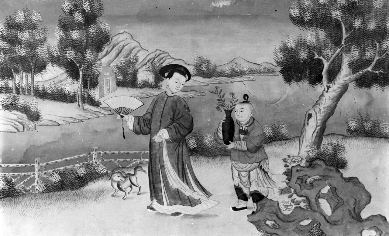 scena arcadica (dipinto) - ambito cinese (sec. XVIII)