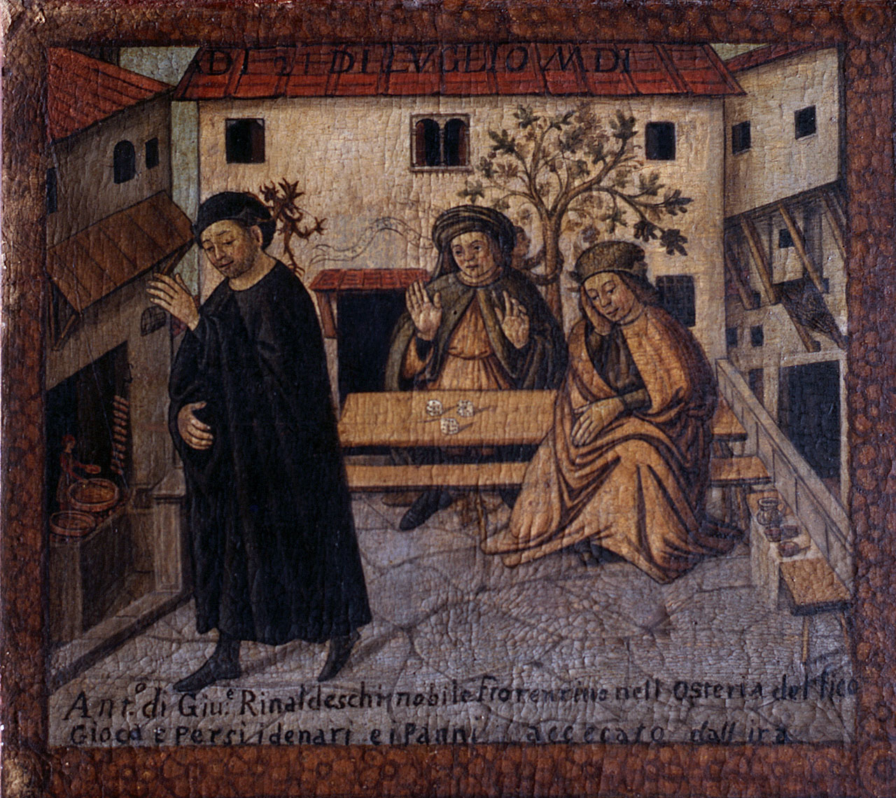 Antonio di Giuseppe Rinaldeschi lascia l'osteria dopo aver perso al gioco (dipinto) di Bartolomeo di Giovanni (inizio sec. XVI)