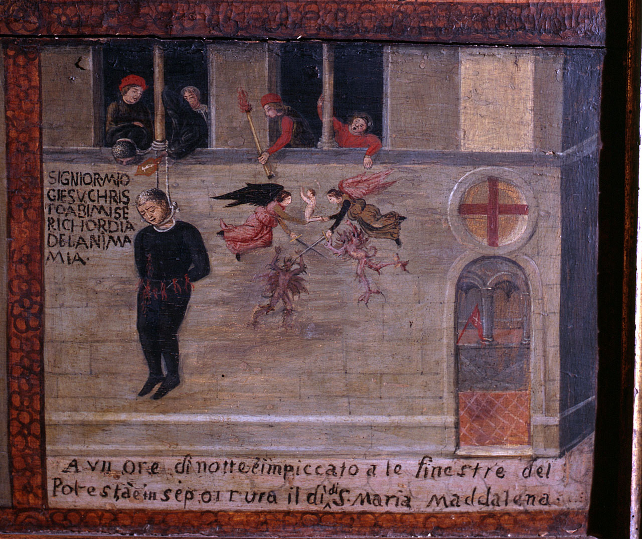 Antonio di Giuseppe Rinaldeschi è impiccato mentre angeli e diavoli si contendono la sua anima (dipinto) di Bartolomeo di Giovanni (inizio sec. XVI)