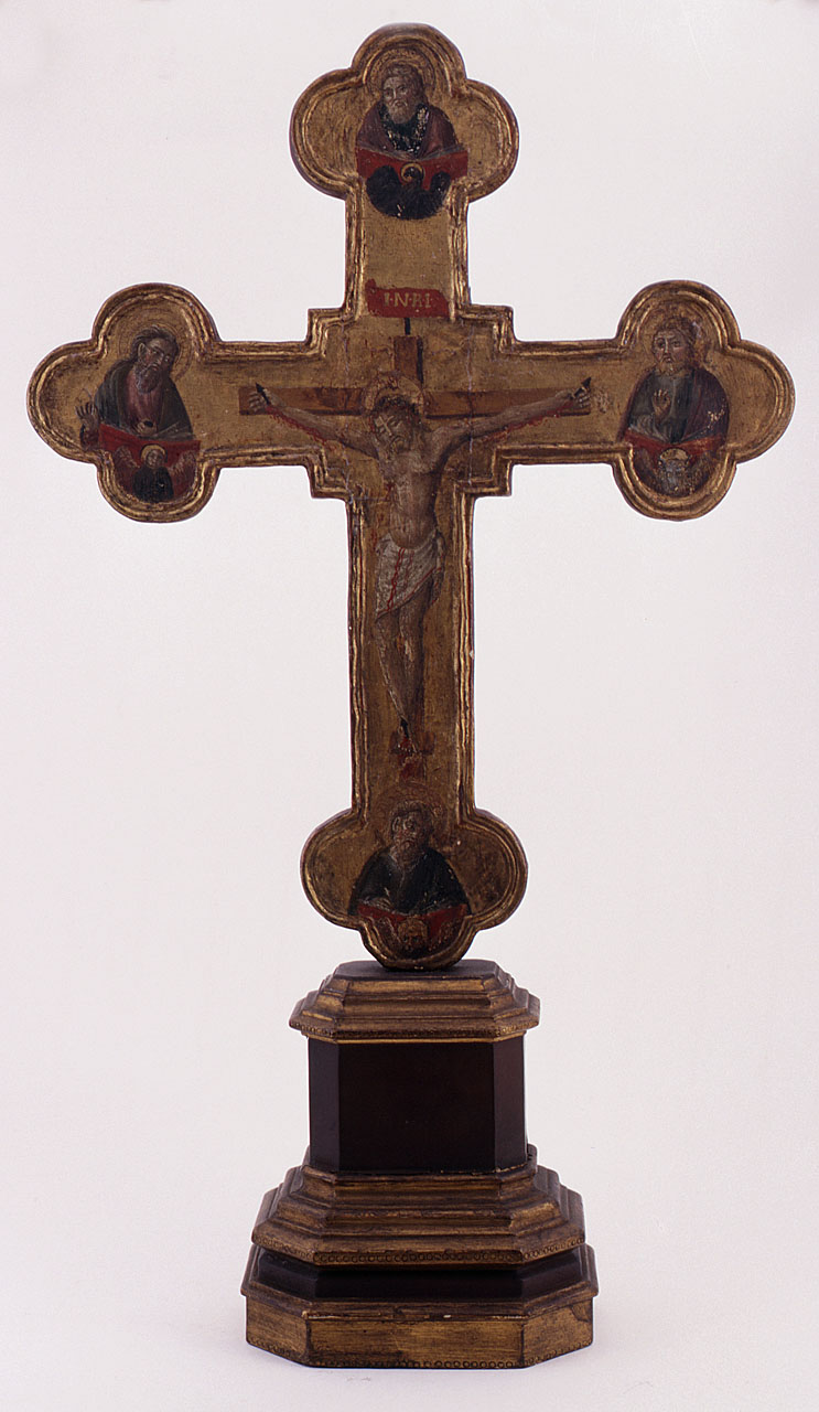 Cristo crocifisso, evangelisti (croce dipinta) - ambito senese (sec. XV)