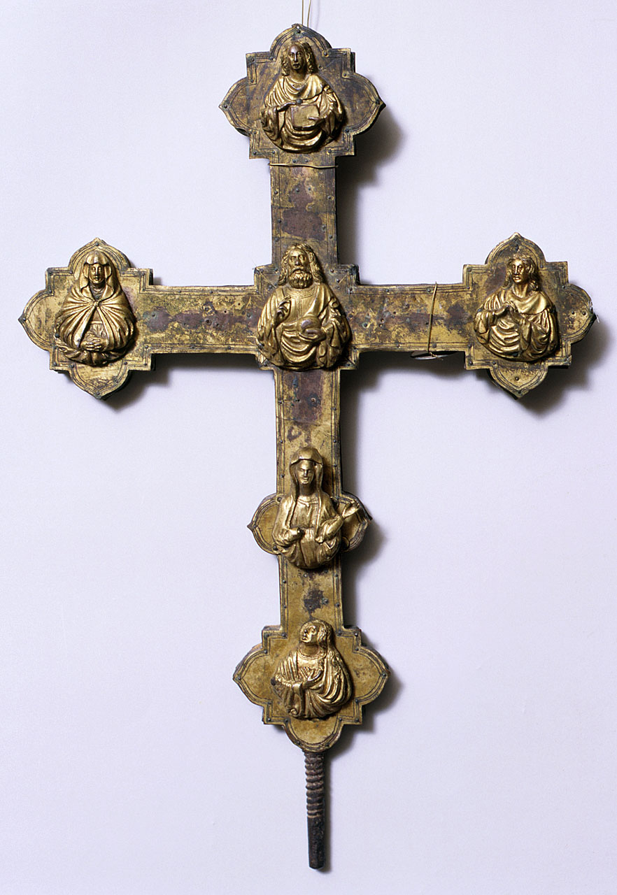 Cristo benedicente, Madonna, san Giovanni evangelista, santa Maria Maddalena (croce processionale) - bottega italiana (sec. XV)