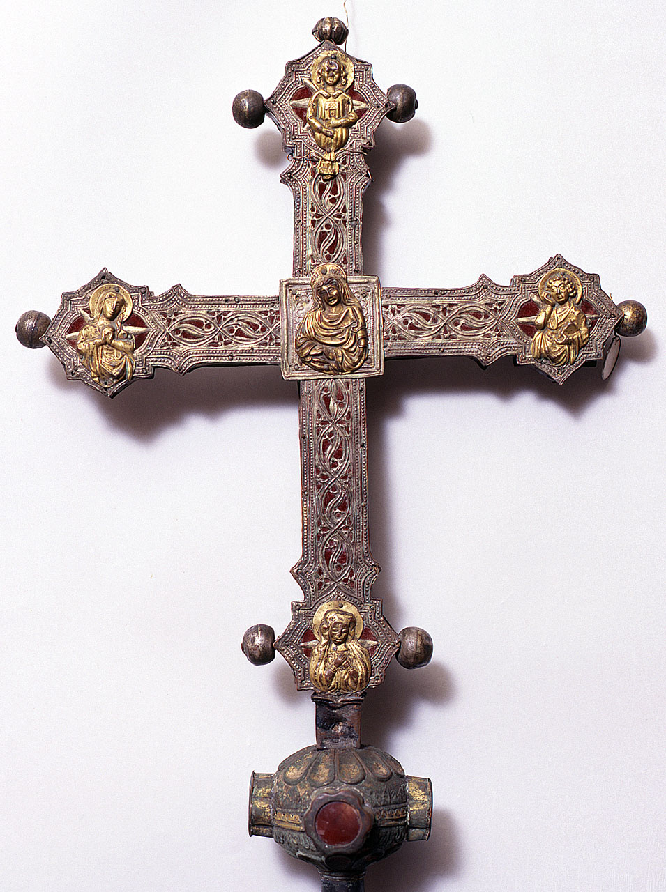 Madonna, san Giovanni evangelista, santa Maria Maddalena (croce processionale) - bottega italiana, bottega fiorentina (sec. XV, secc. XIX/ XX)