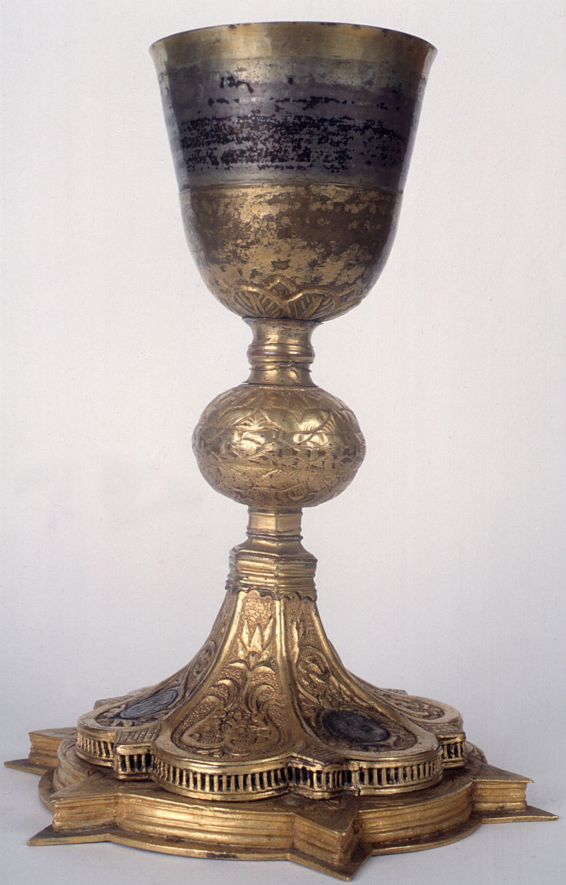 Madonna con Bambino, santo vescovo (calice) - bottega toscana (sec. XV)