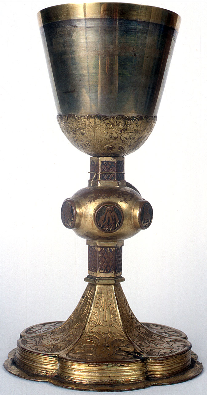 Madonna, Cristo in pietà, santi, decorazione vegetale (calice) - bottega toscana (sec. XV)