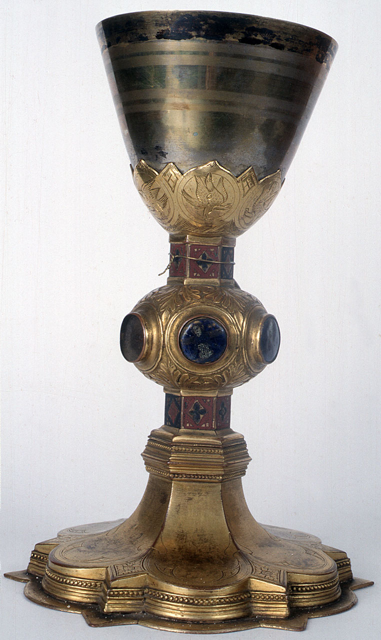 san Paolo, san Pietro, Cristo in pietà, santo benedettino, motivo decorativo vegetale (calice) - bottega toscana (sec. XV)