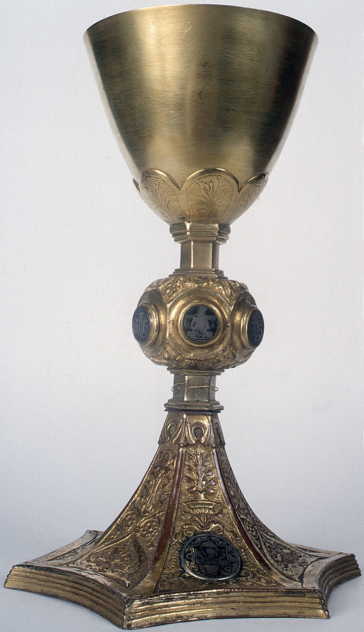 Madonna con Bambino, san Martino divide il mantello con il povero, Cristo in pietà (calice) - bottega fiorentina (sec. XV)