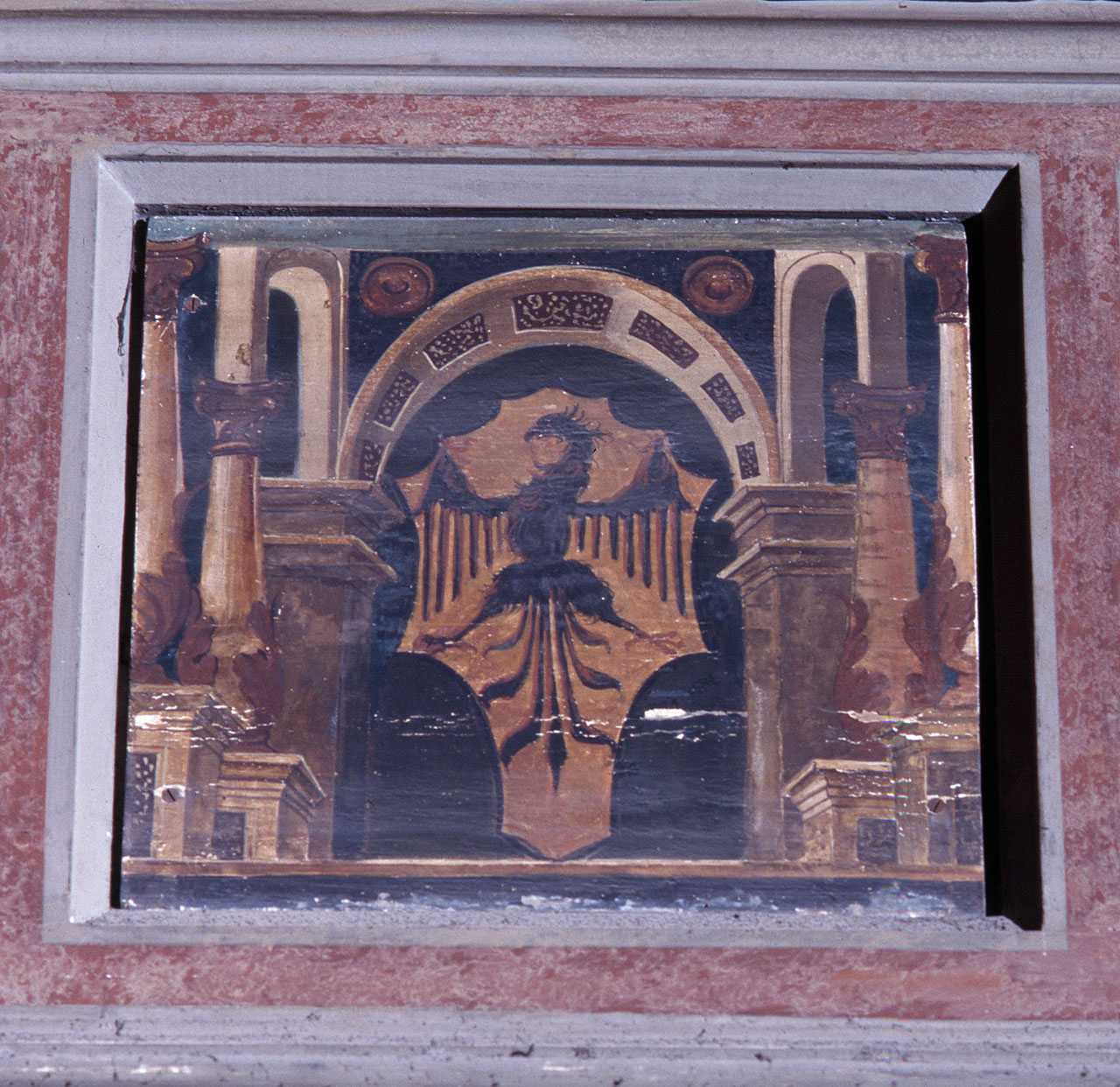 busto maschile con corona d'alloro (dipinto) - ambito lombardo (secc. XV/ XVI)