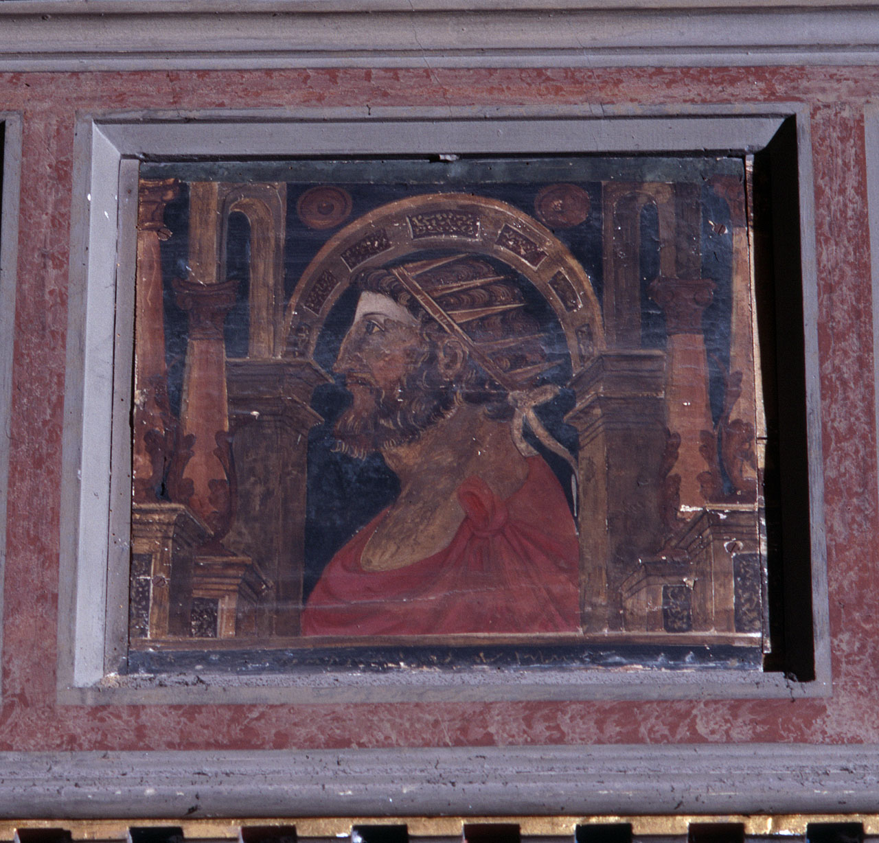 busto maschile con corona (dipinto) - ambito lombardo (secc. XV/ XVI)