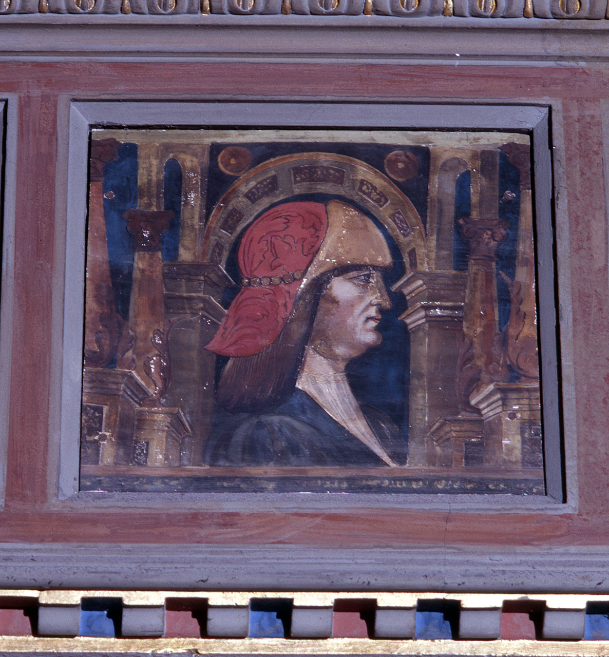 busto maschile con cappello (dipinto) - ambito lombardo (secc. XV/ XVI)