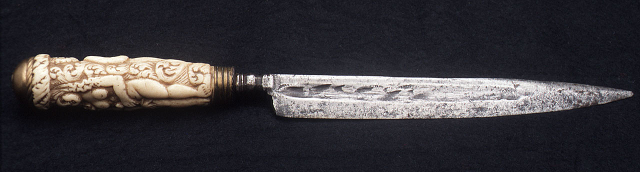 tentazione e caduta di Adamo e Eva (coltello) - bottega tedesca (seconda metà sec. XVI)