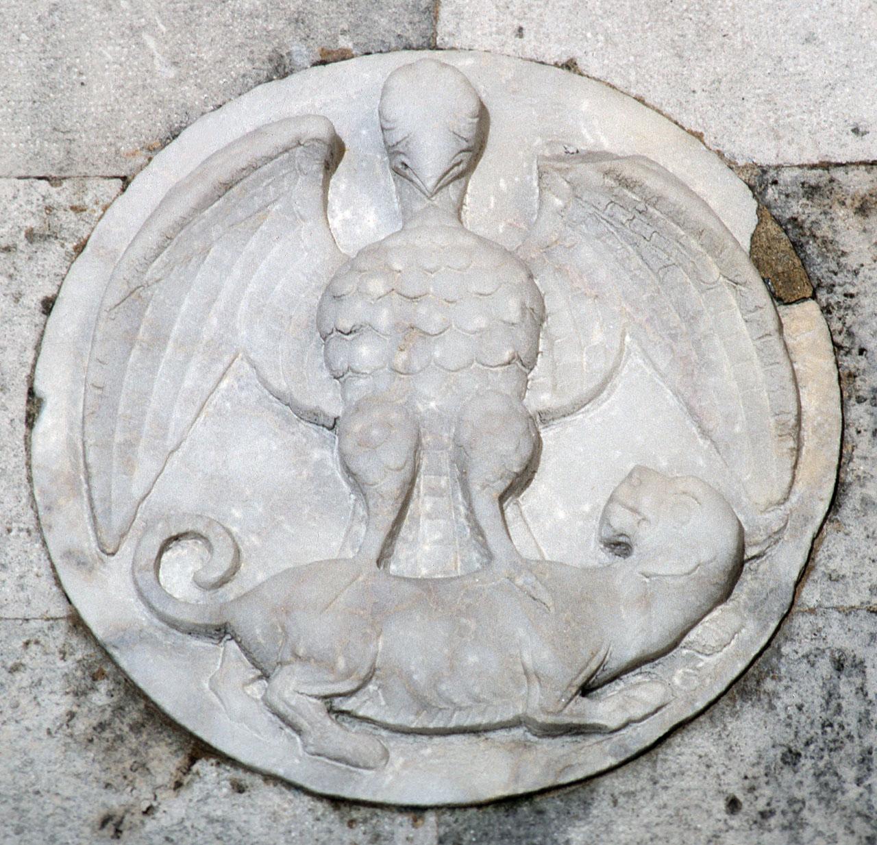 aquila che ghermisce una lepre (rilievo) - bottega veneziana (?) (seconda metà sec. XIII)