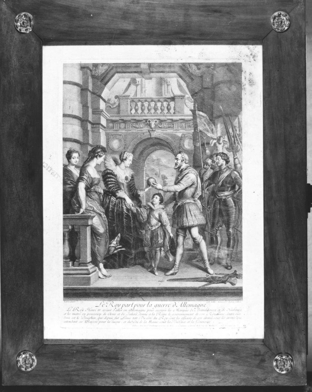 Enrico IV parte per la guerra in Germania (stampa) di Audran Jean, Nattier Jean-Marc, Rubens Pieter Paul (sec. XVIII)