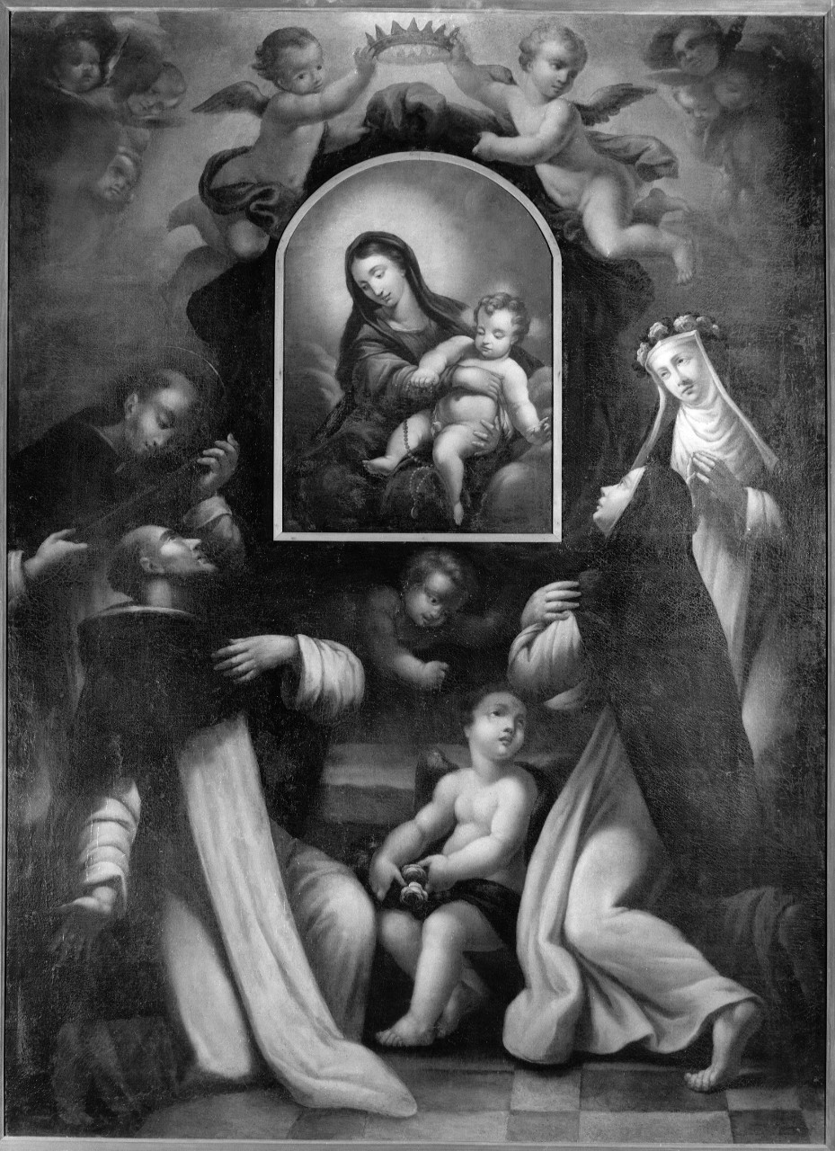 Madonna con Bambino tra San Pietro Martire, San Domenico, Santa Caterina da Siena, Santa Rosa da Lima (dipinto) - ambito fiorentino (seconda metà sec. XVII)