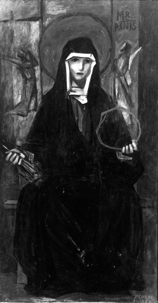 Mater Passionis, Madonna Addolorata con simboli della Passione (dipinto) di Conti Primo (sec. XX)