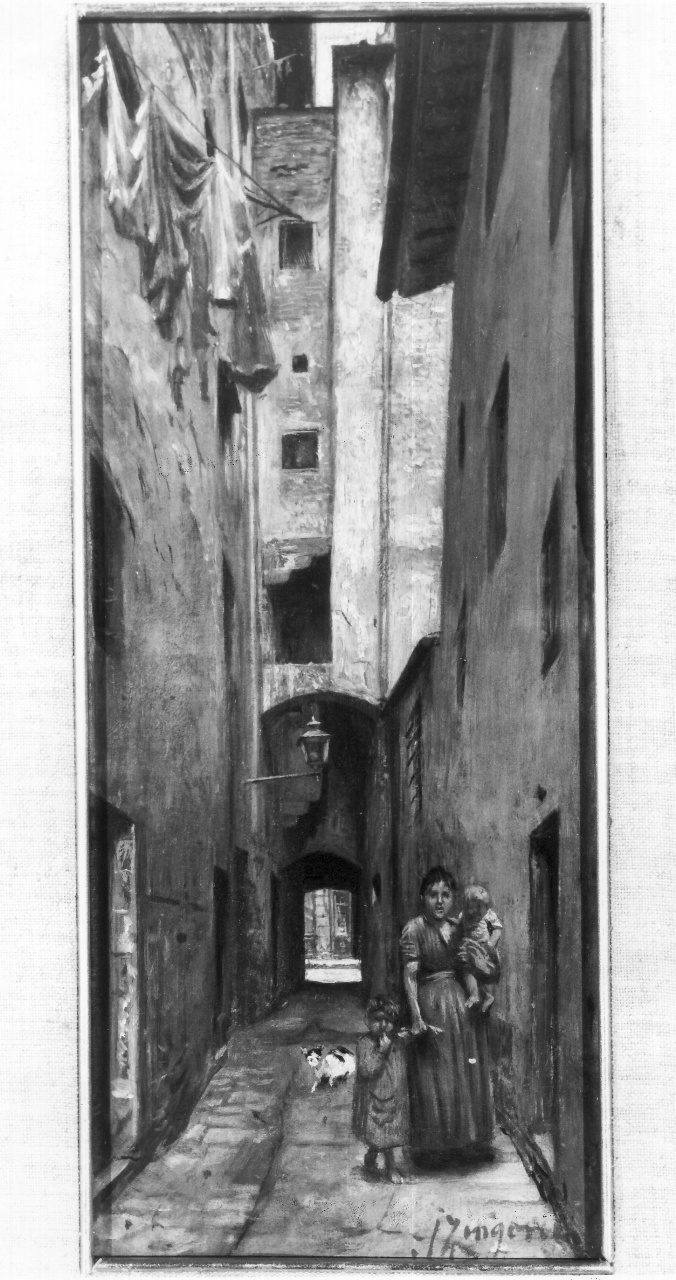 veduta del chiasso dei Limonai a Firenze (dipinto) di Zinfoni Aurelio (ultimo quarto sec. XIX)
