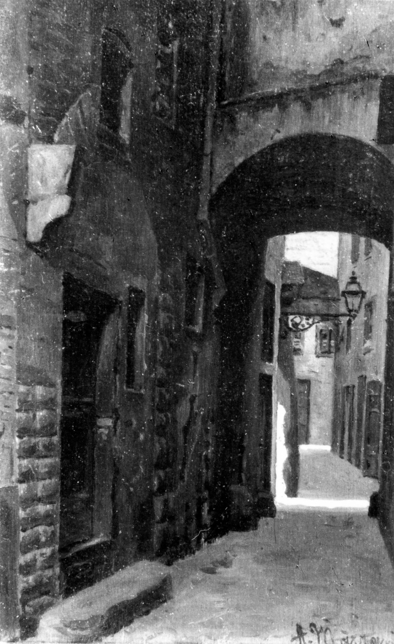 veduta di via dei Cavalieri a Firenze (dipinto) di Marrani Augusto (sec. XIX)
