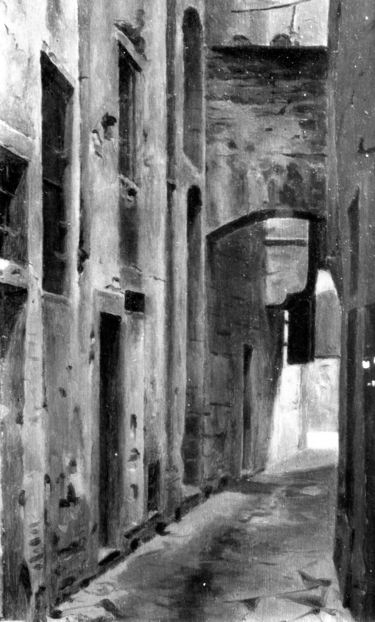 veduta del vicolo del Guanto a Firenze (dipinto) di Marrani Augusto (sec. XIX)