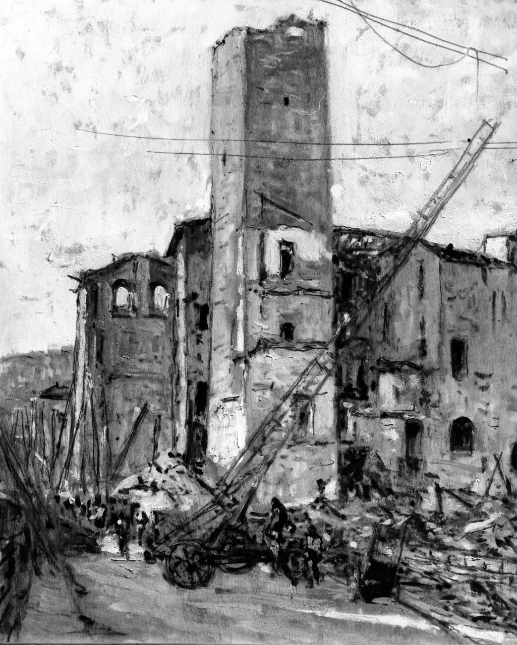 veduta delle torri di via por S. Maria a Firenze (dipinto) di Chini Galileo (sec. XX)