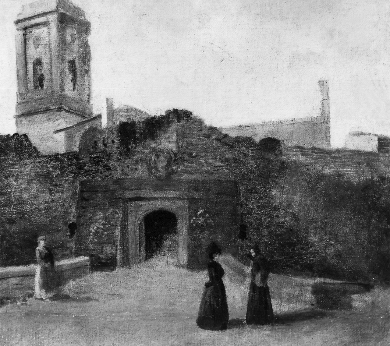 veduta della chiesa di S. Miniato al Monte a Firenze (dipinto) di Gelati Lorenzo (secondo quarto sec. XIX)