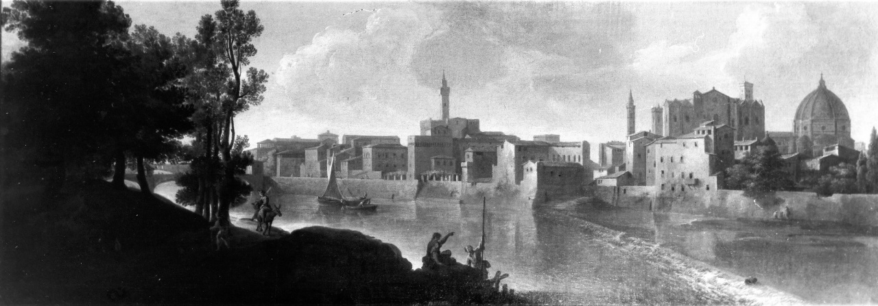 veduta dell' Arno a Firenze (dipinto) di Anesi Paolo (sec. XVIII)