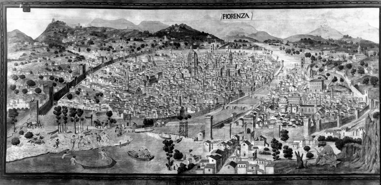 Carta della Catena, veduta di Firenze (dipinto) di Petrini Francesco, Petrini Raffaello (sec. XIX)