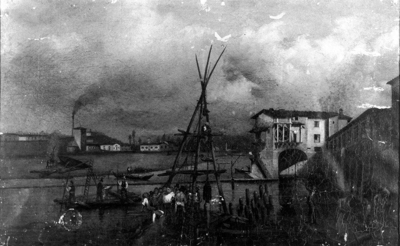 veduta del mulino della Vaga Loggia a Firenze (dipinto) - ambito fiorentino (secondo quarto sec. XIX)