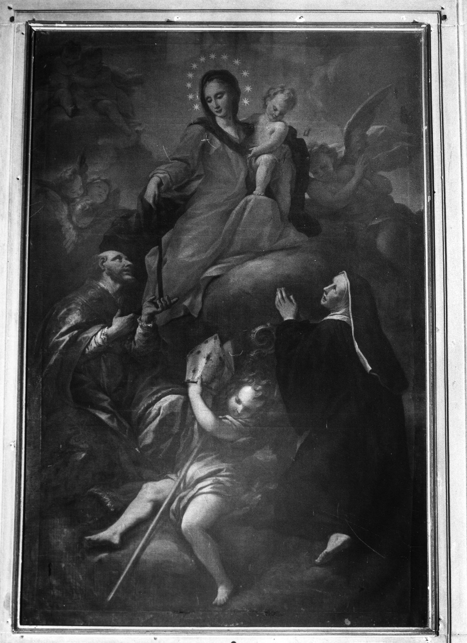 Madonna con Bambino dà la cintola a Sant'Agostino alla presenza di Santa Monica (dipinto) di Dandini Pietro (inizio sec. XVIII)