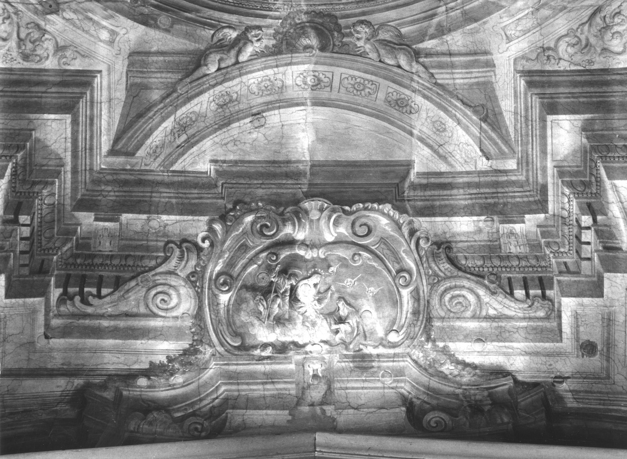 elementi decorativi architettonici con medaglione raffigurante santa Maria Maddalena de' Pazzi che riceve il velo dalla Madonna (dipinto) di Bamberini Anton Domenico (sec. XVIII)