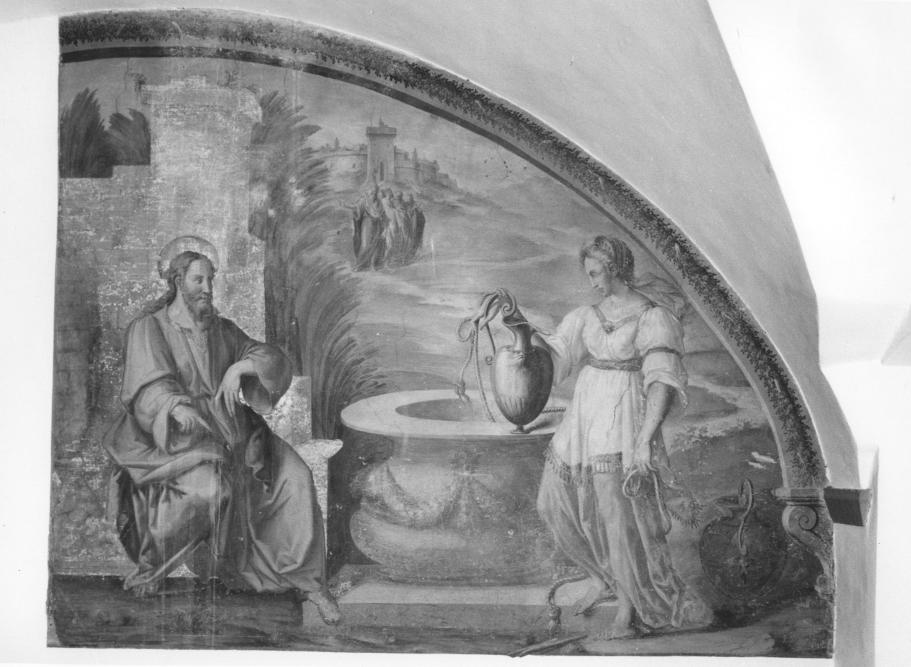 Cristo e la samaritana al pozzo (dipinto) di Manzuoli Tommaso detto Maso da San Friano (sec. XVI)