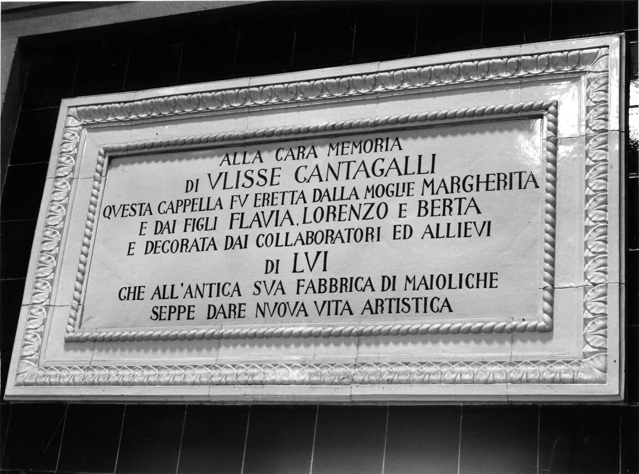 lapide commemorativa - manifattura Cantagalli (sec. XX)