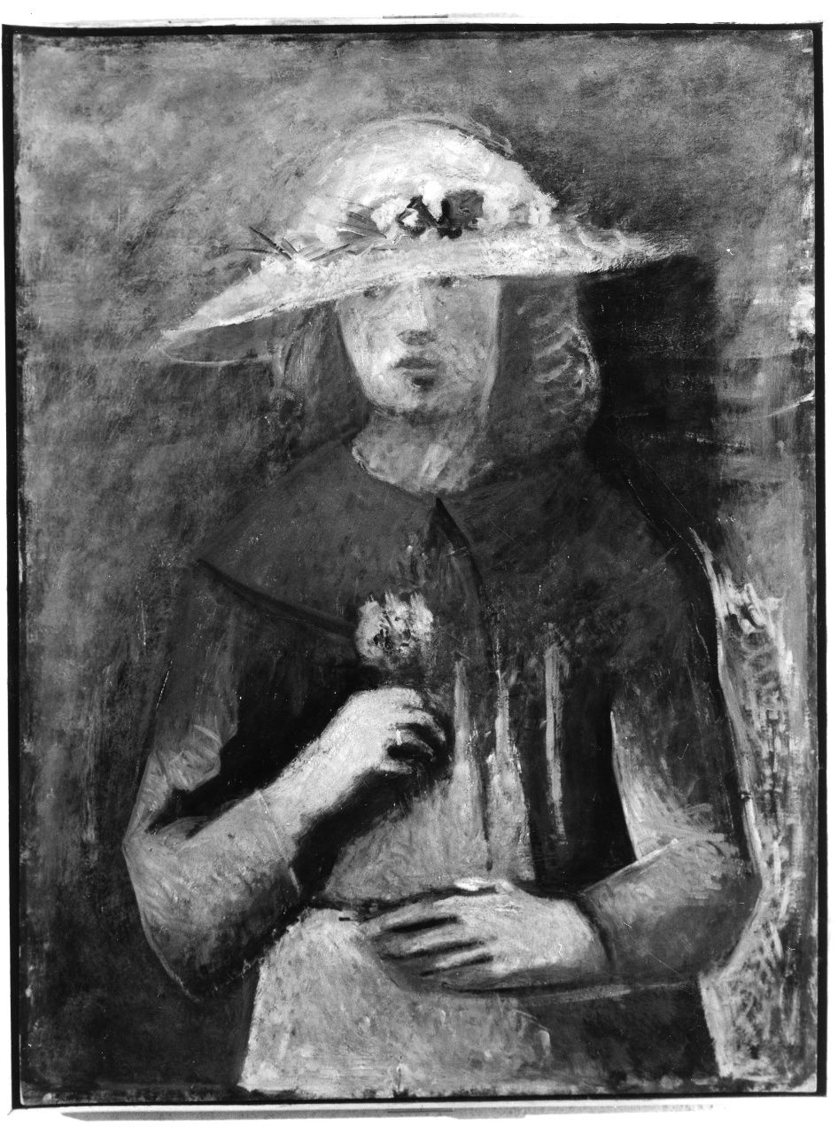 l'attesa, figura femminile (dipinto) di Marini Marino (sec. XX)