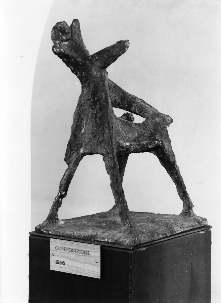 Composizione, figura a cavallo (scultura) di Marini Marino (sec. XX)
