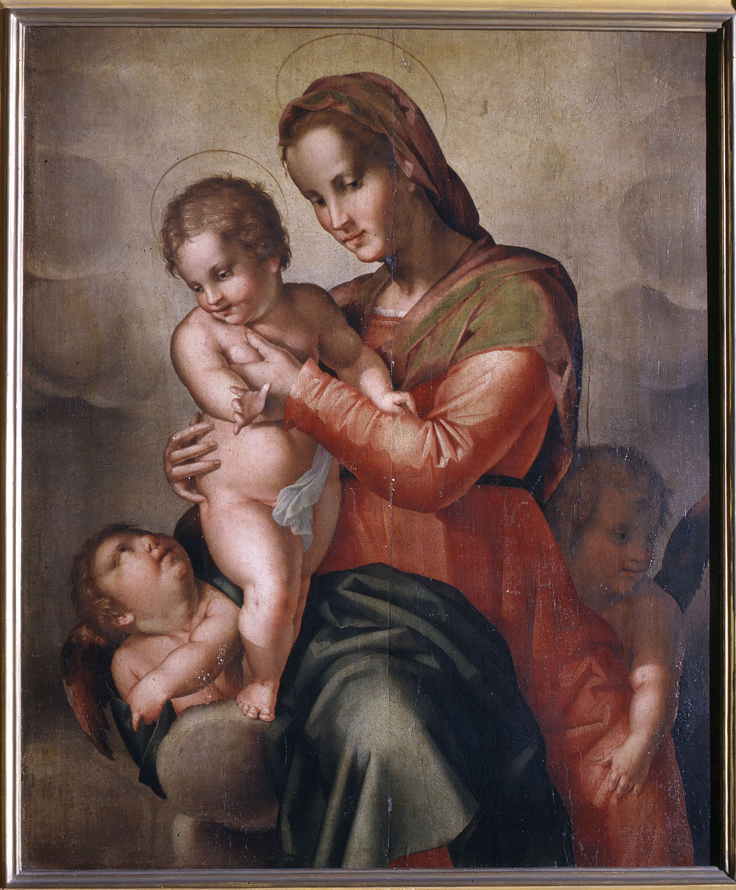 Madonna in gloria con Bambino e angeli (dipinto) di Foschi Pier Francesco detto Piero Francia (attribuito) (secondo quarto sec. XVI)