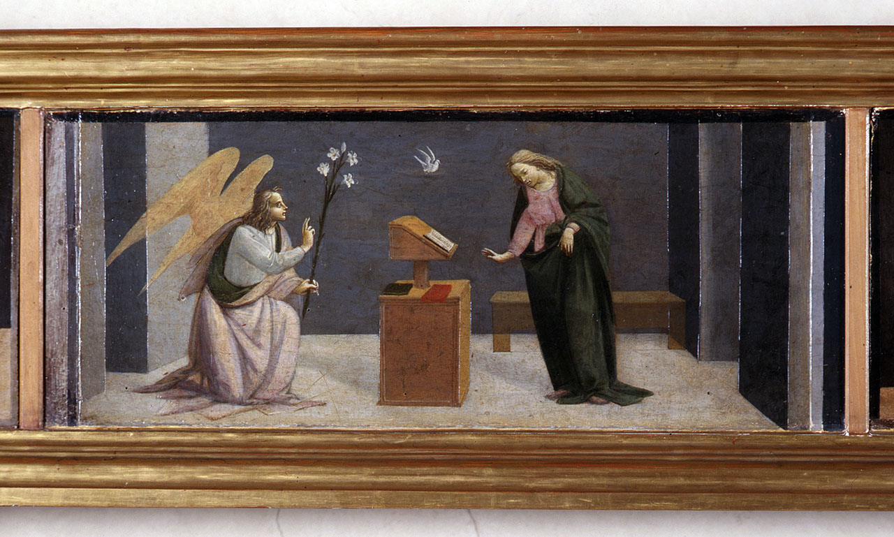 Annunciazione (scomparto di predella) di Bigordi Domenico detto Domenico Ghirlandaio (attribuito), Bartolomeo di Giovanni (attribuito) (ultimo quarto sec. XV)