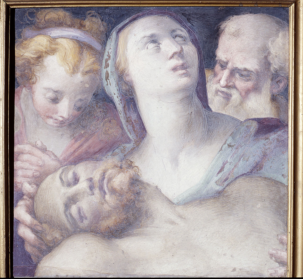 compianto sul Cristo morto (dipinto) di Naldini Giovanni Battista (attribuito) (terzo quarto sec. XVI)