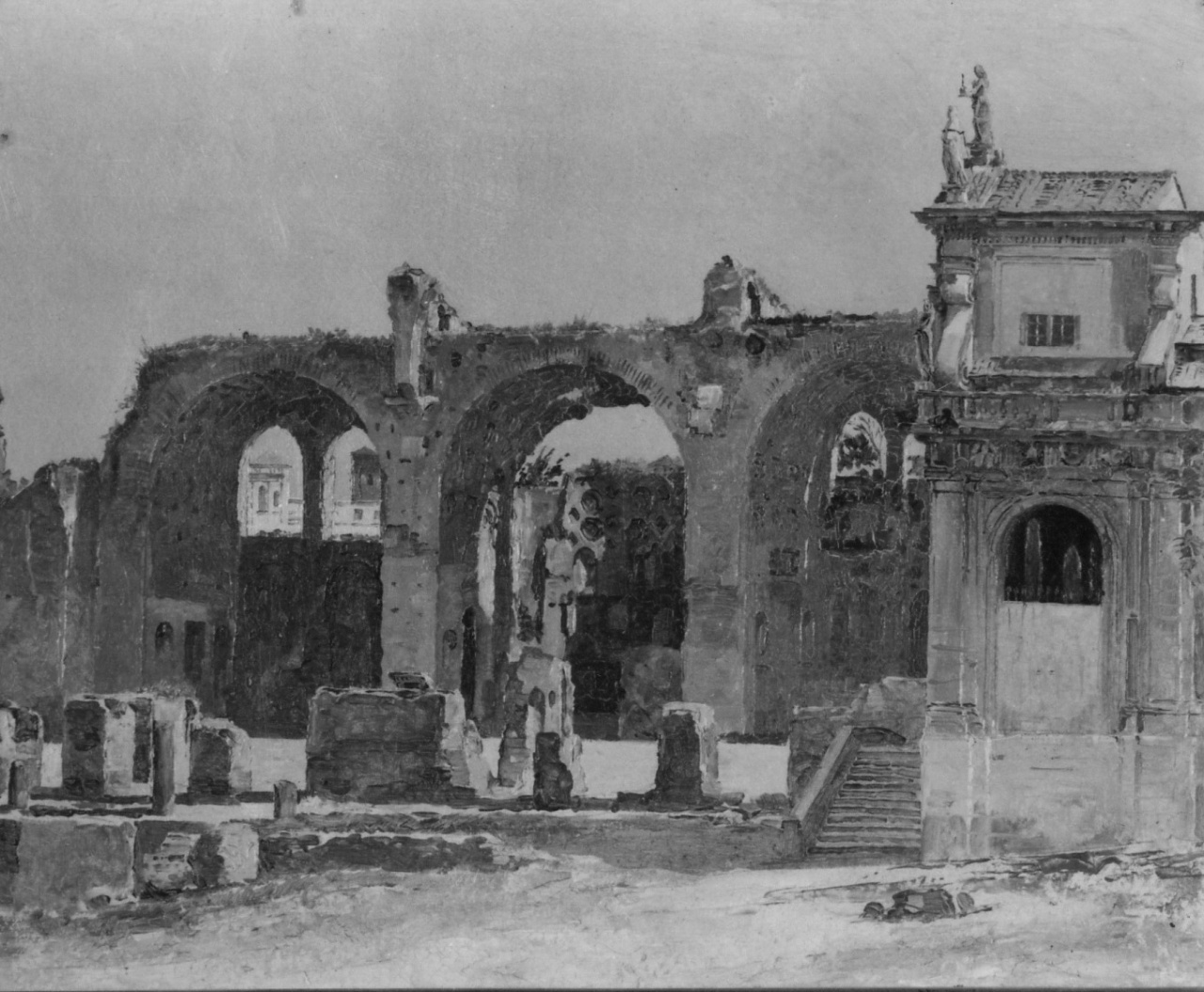 basilica di Massenzio (dipinto) di De Sanctis Guglielmo (attribuito) (sec. XIX)