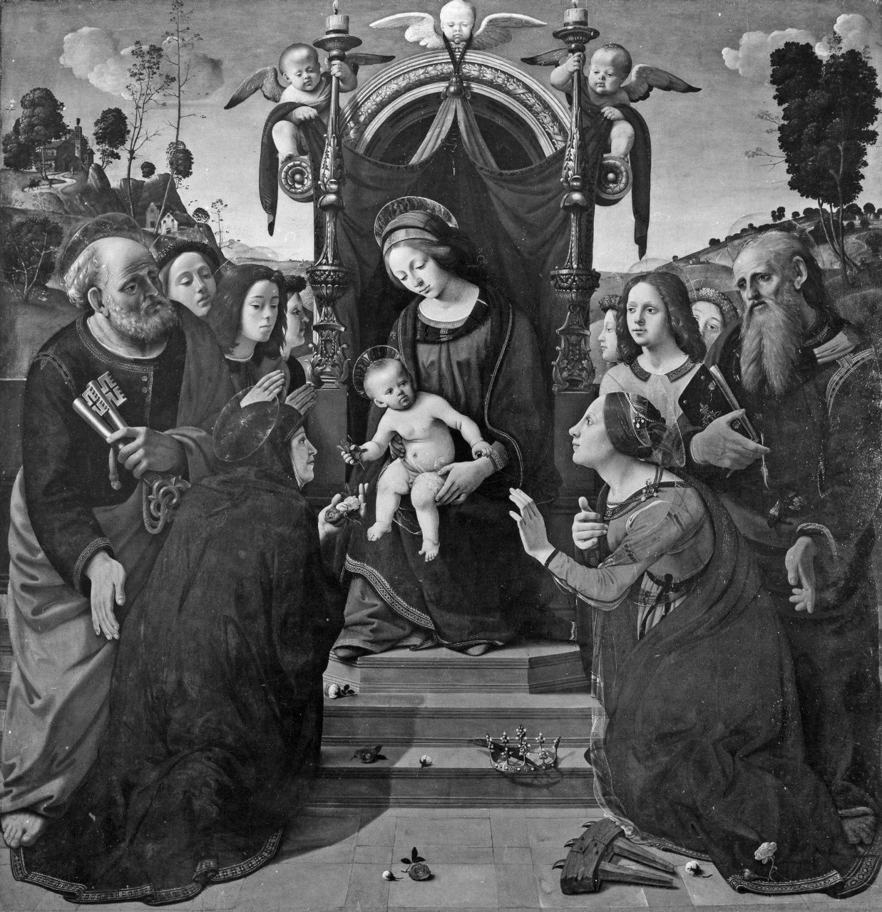 Madonna in trono con Bambino e Santi (dipinto) di Piero di Cosimo (attribuito) (sec. XVI)