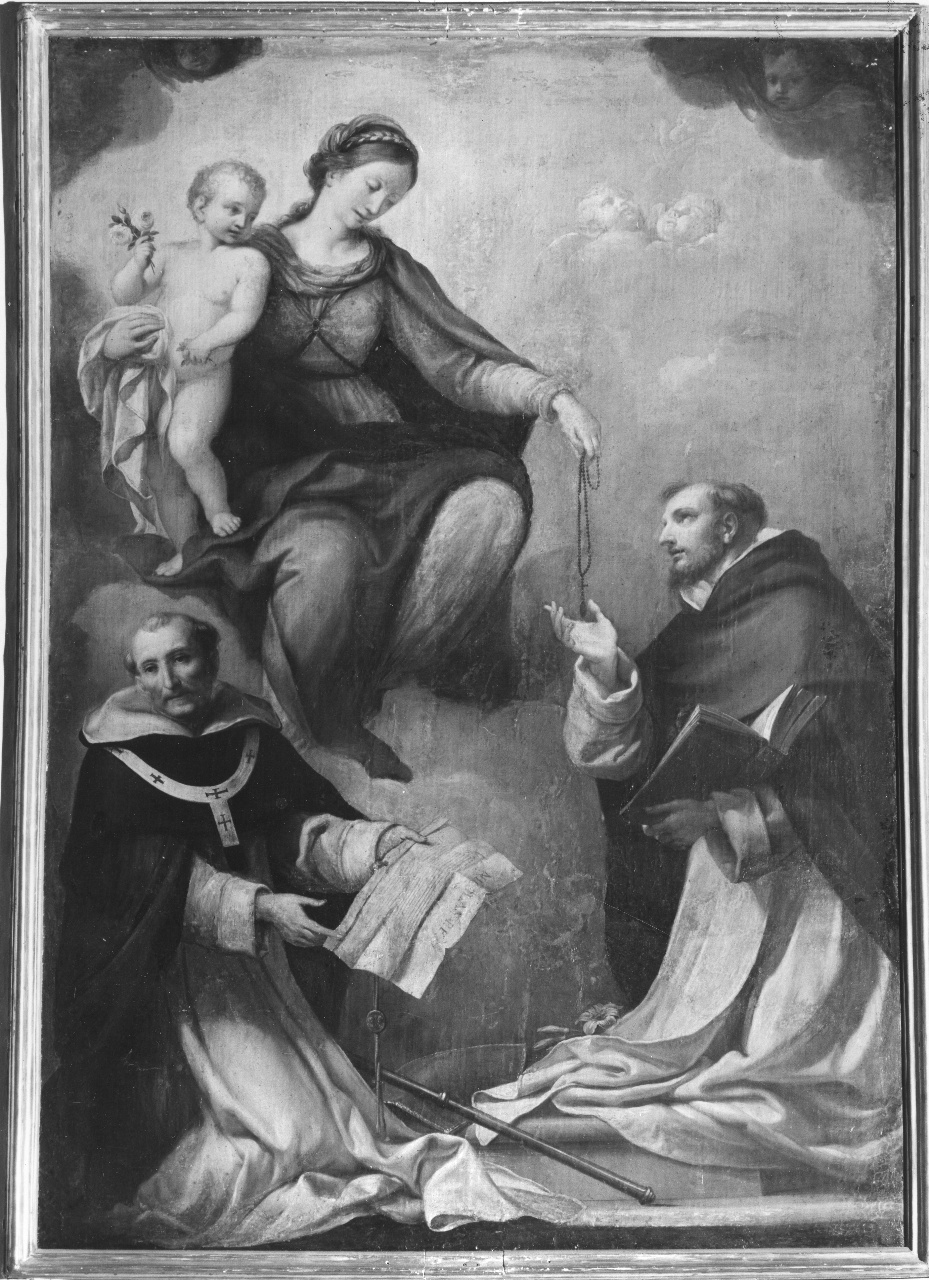 Madonna del Rosario con San Domenico e Sant'Antonio (dipinto) di Pacini Sante (sec. XVIII)