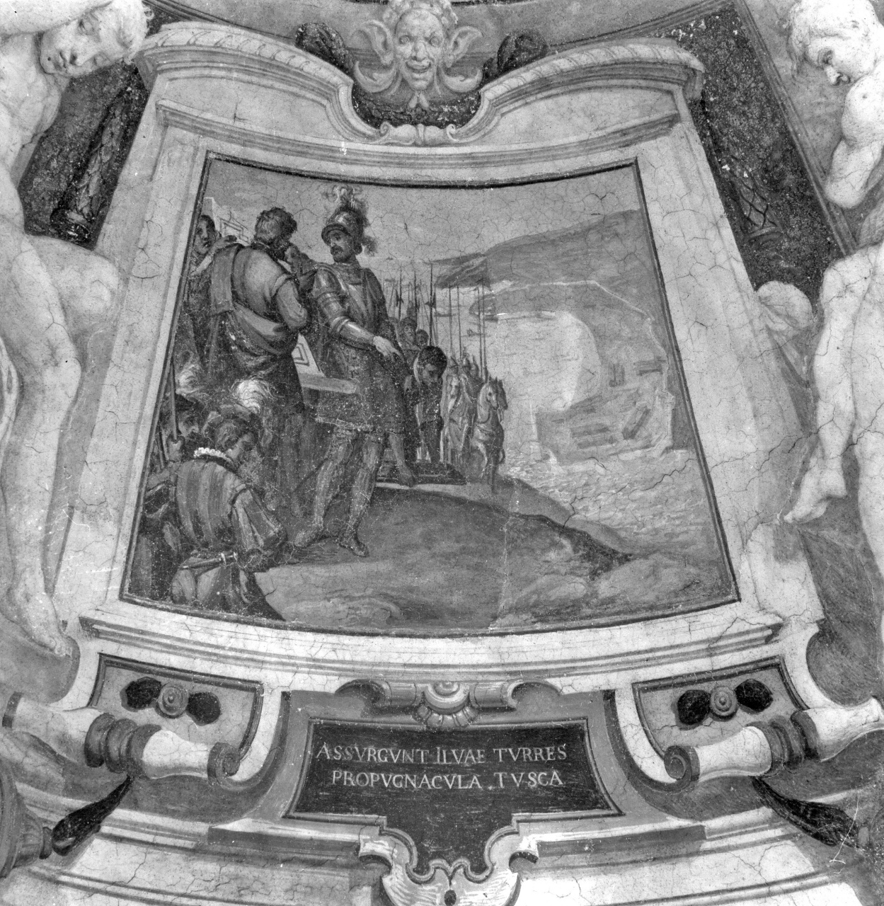 Le Fortificazioni dell'isola d'Elba, episodi della vita di Cosimo I de' Medici (dipinto) di Barbatelli Bernardino detto Poccetti (attribuito) (sec. XVII)