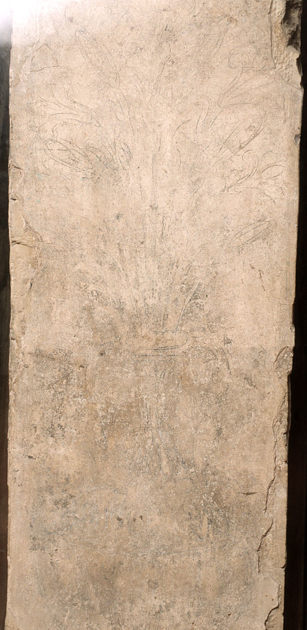 vaso con fiori (disegno murale, frammento) - ambito fiorentino (secc. XV/ XVI)