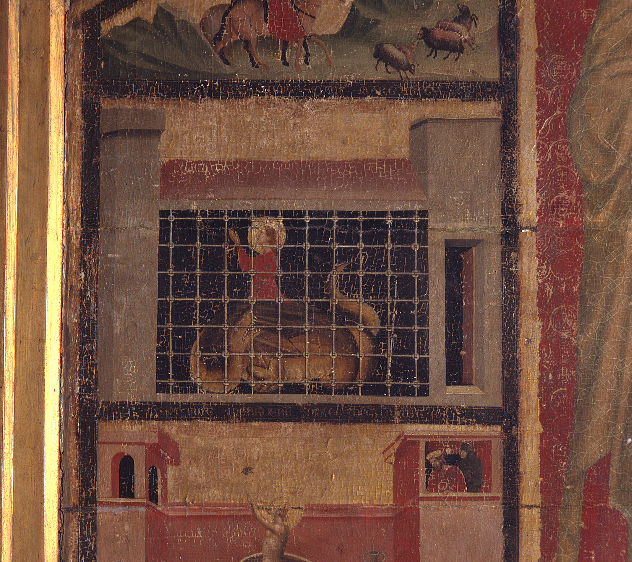 Santa Margherita d'Antiochia sottomette il drago con la croce (dipinto) di Maestro della Santa Cecilia (sec. XIV)