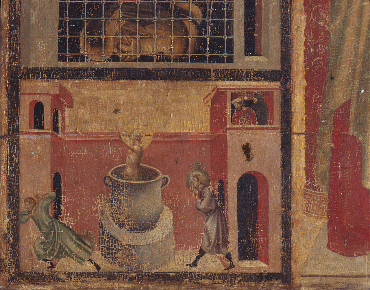 Santa Margherita d'Antiochia immersa in acqua bollente (dipinto) di Maestro della Santa Cecilia (sec. XIV)
