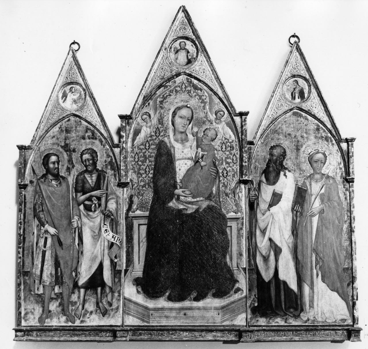 Madonna con Bambino, santi, Cristo benedicente, Annunciazione (trittico) di Franchi Rossello di Jacopo (sec. XV)