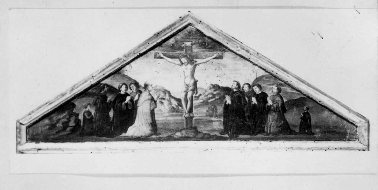 monaci in adorazione del crocifisso (dipinto) di Botticini Francesco (sec. XV)