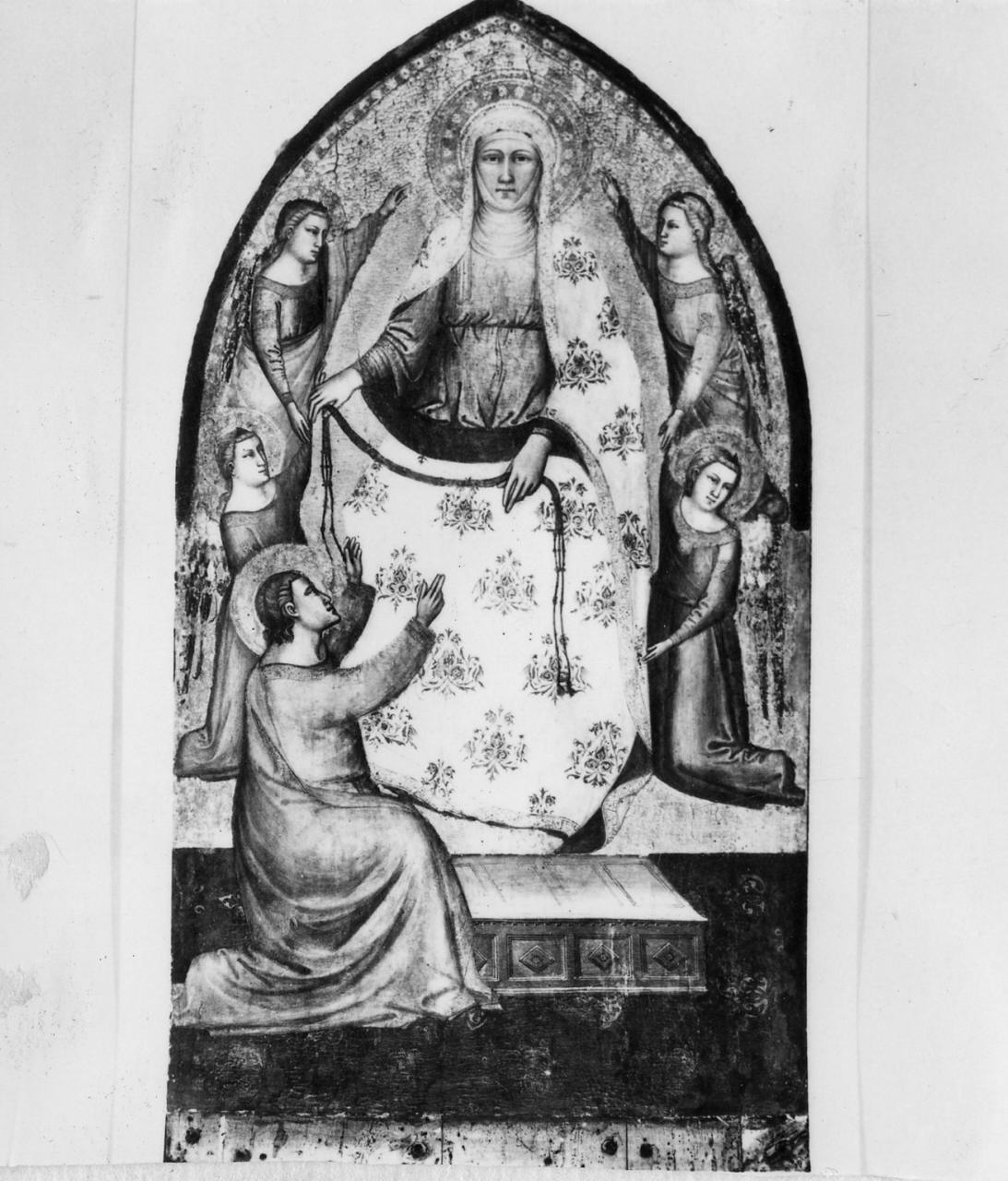 Madonna della Cintola, Cristo crocifisso, dolenti (scomparto di polittico) di Lorenzo di Bicci (secc. XIV/ XV)