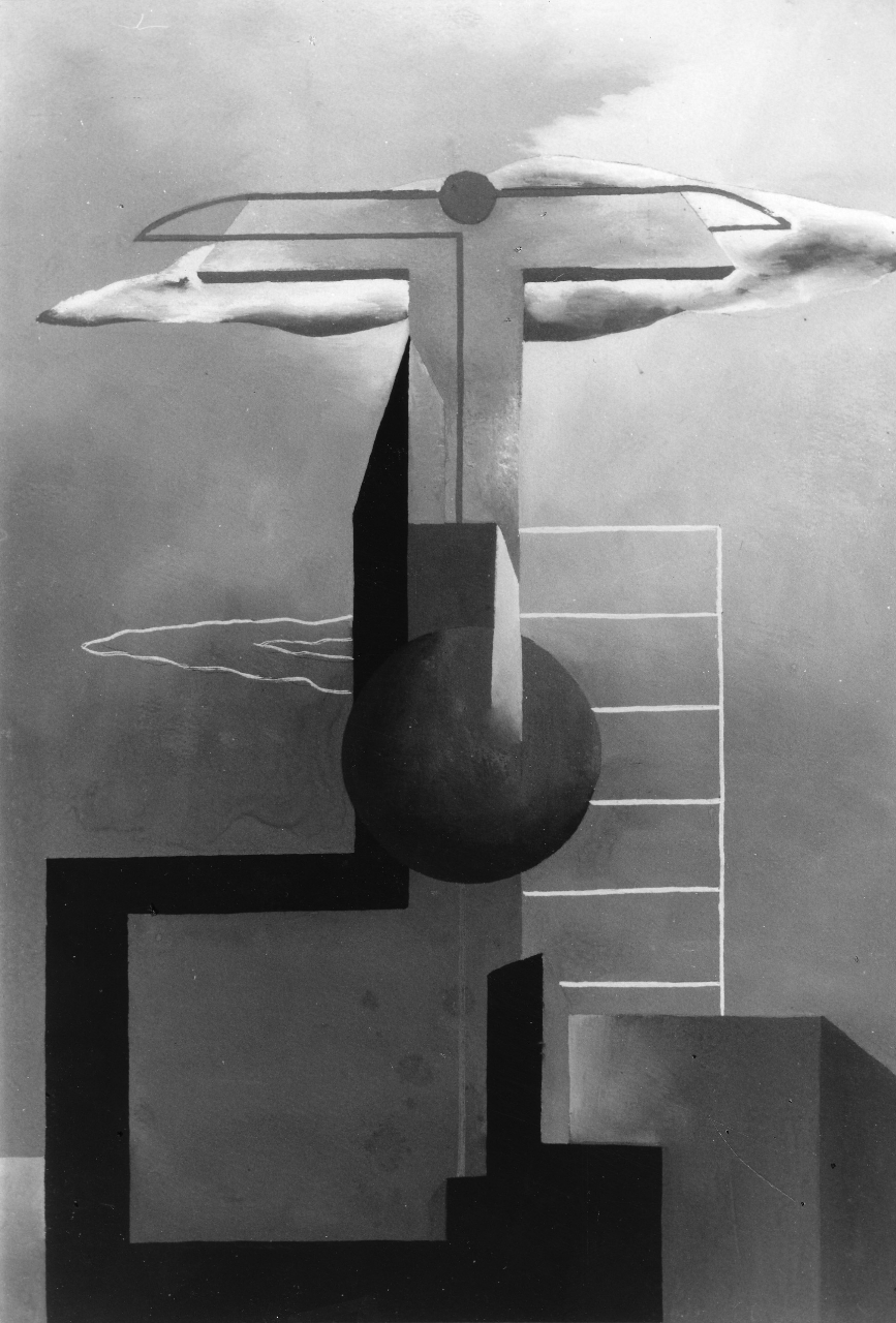 Aeropittura, forme geometriche, scala, nuvola (dipinto) di Colombo Luigi detto Fillia (sec. XX)