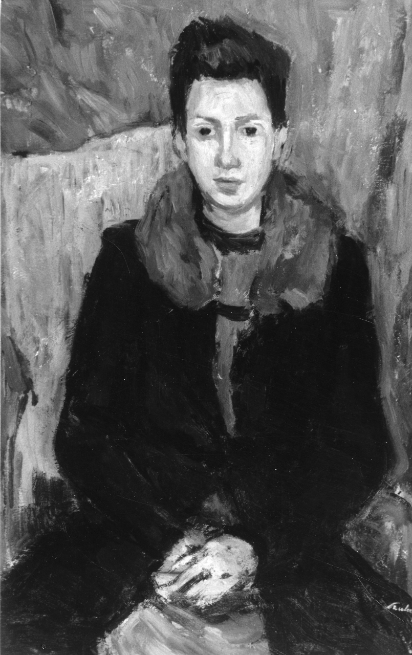 Figurina, ragazza seduta (dipinto) di Paulucci delle Roncole Enrico (sec. XX)